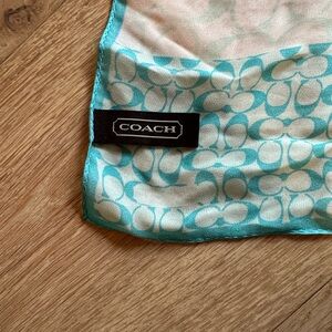 COACH Vintage Teal and Cream silk scarf